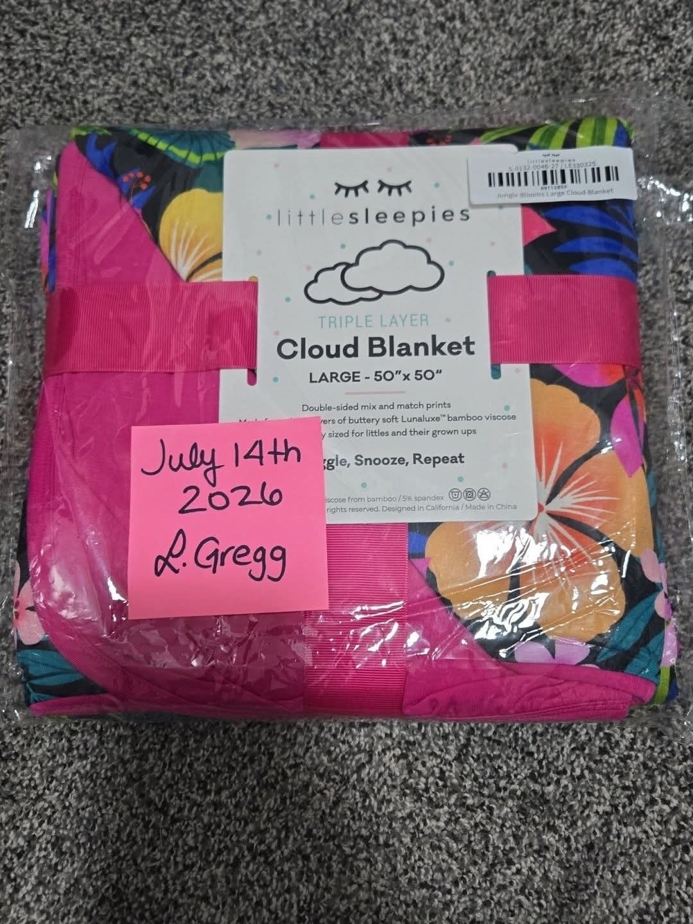 Little Sleepies Pink Tropical Floral Cloud Blanket In Jungle Bloom